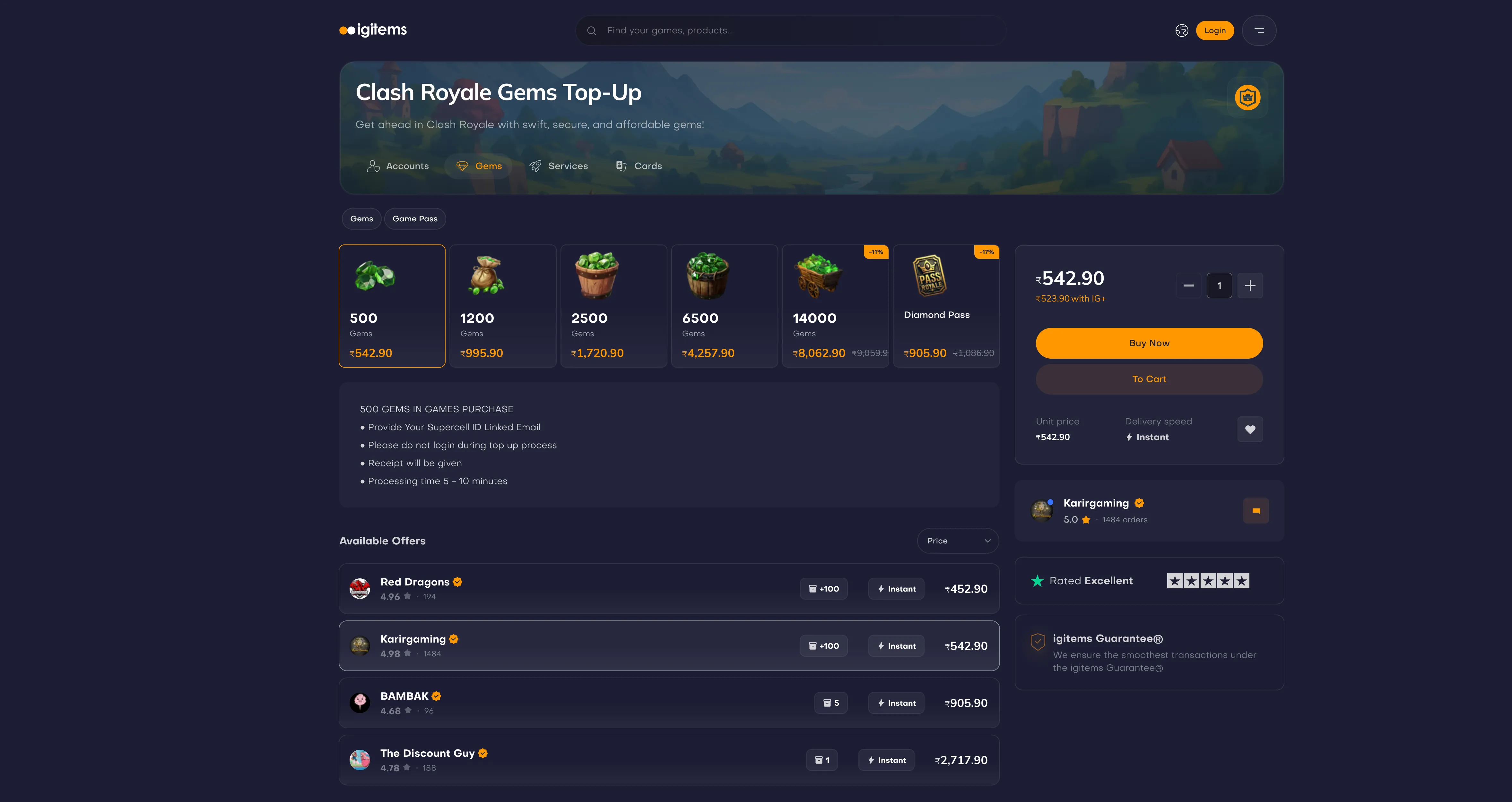 IGItems clash royale gems